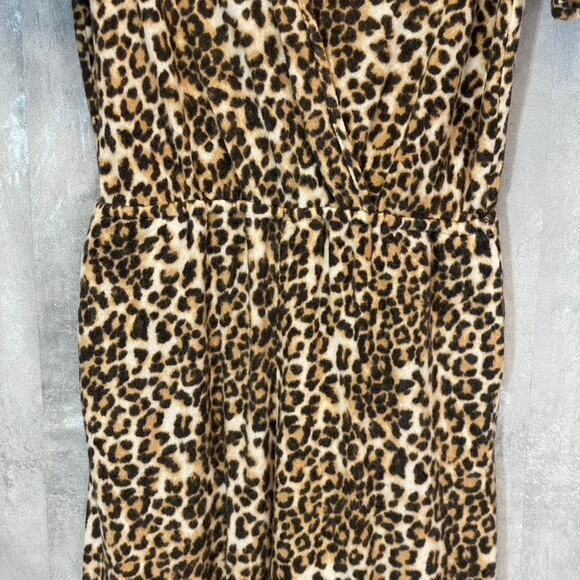 19 COOPER Women's Brown Overflow Leopard Print Surplice Wide Leg Jumpsuit SZ M - Picture 9 of 14
